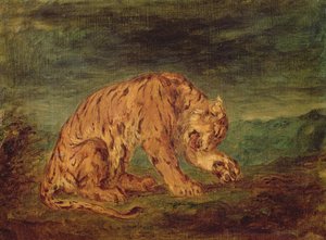 Tigre léchant une patte - Ferdinand Victor Eugene Delacroix